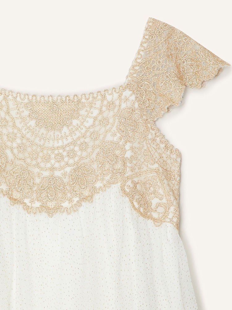 Monsoon Gold White Estella Embroidered Dress - Image 3 of 3
