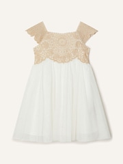 Monsoon Gold White Baby Estella Dress - Image 1 of 2