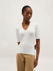 Hobbs White Scarlett Knitted Top - Image 1 of 6