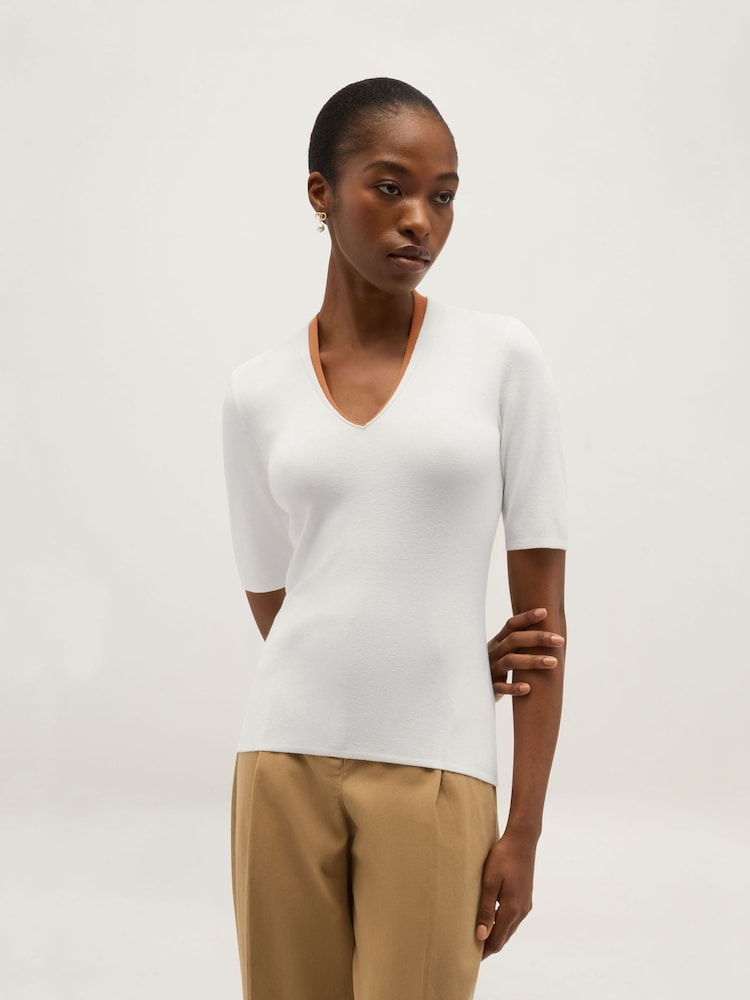 Hobbs White Scarlett Knitted Top - Image 1 of 6 Hobbs White Scarlett Knitted Top - Image 1 of 6