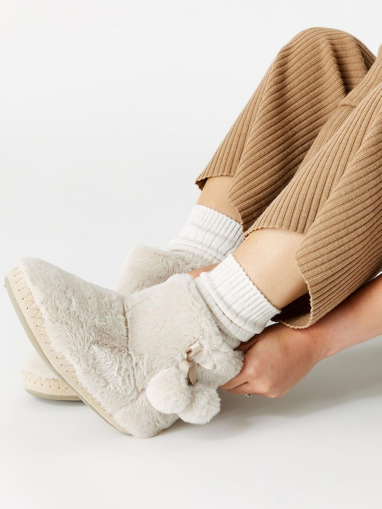 Accessorize Cream Supersoft Slipper Boots - Image 3 of 3