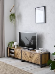 Dark Bronx Chevron Oak Effect Up to 80 inch Slim TV Unit - Image 2 of 10