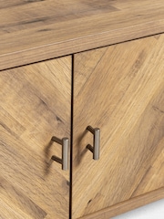 Dark Bronx Chevron Oak Effect Up to 80 inch Slim TV Unit - Image 9 of 10