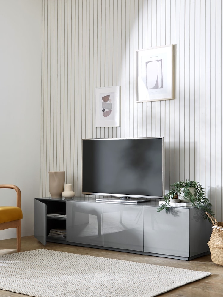 Grey Sloane Glass Collection Luxe Up to 80" TV Stand - Image 2 of 9
