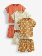 Green/Yellow Safari Baby T-Shirts And Shorts 6 Piece Set - Image 1 of 5
