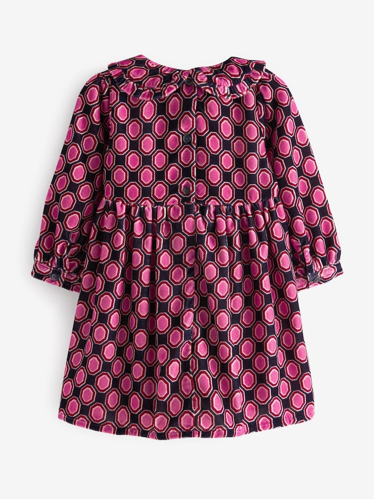 Blue Printed Velvet Dress (3mths-7yrs) - Image 5 of 5