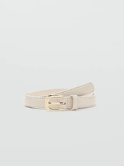 Mango Cream Textured Skinny Belt - Image 1 of 4