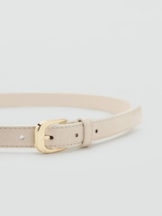 Mango Cream Textured Skinny Belt - Image 2 of 4