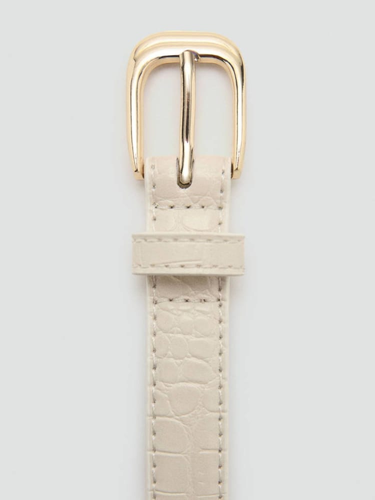 Mango Cream Textured Skinny Belt - Image 4 of 4 Mango Cream Textured Skinny Belt - Image 4 of 4