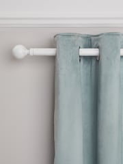 White Ball Finial Extendable Curtain 19mm Pole Kit - Image 1 of 4
