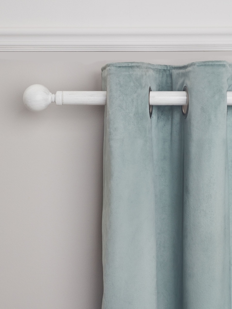 White Ball Finial Extendable Curtain 19mm Pole Kit - Image 1 of 4