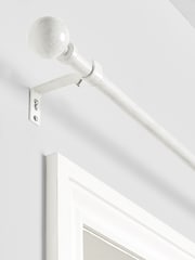 White Ball Finial Extendable Curtain 19mm Pole Kit - Image 2 of 4