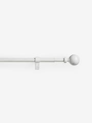 White Ball Finial Extendable Curtain 19mm Pole Kit - Image 3 of 4