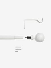 White Ball Finial Extendable Curtain 19mm Pole Kit - Image 4 of 4
