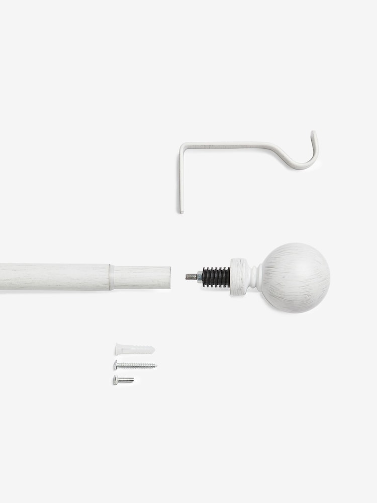 White Ball Finial Extendable Curtain 19mm Pole Kit - Image 4 of 4
