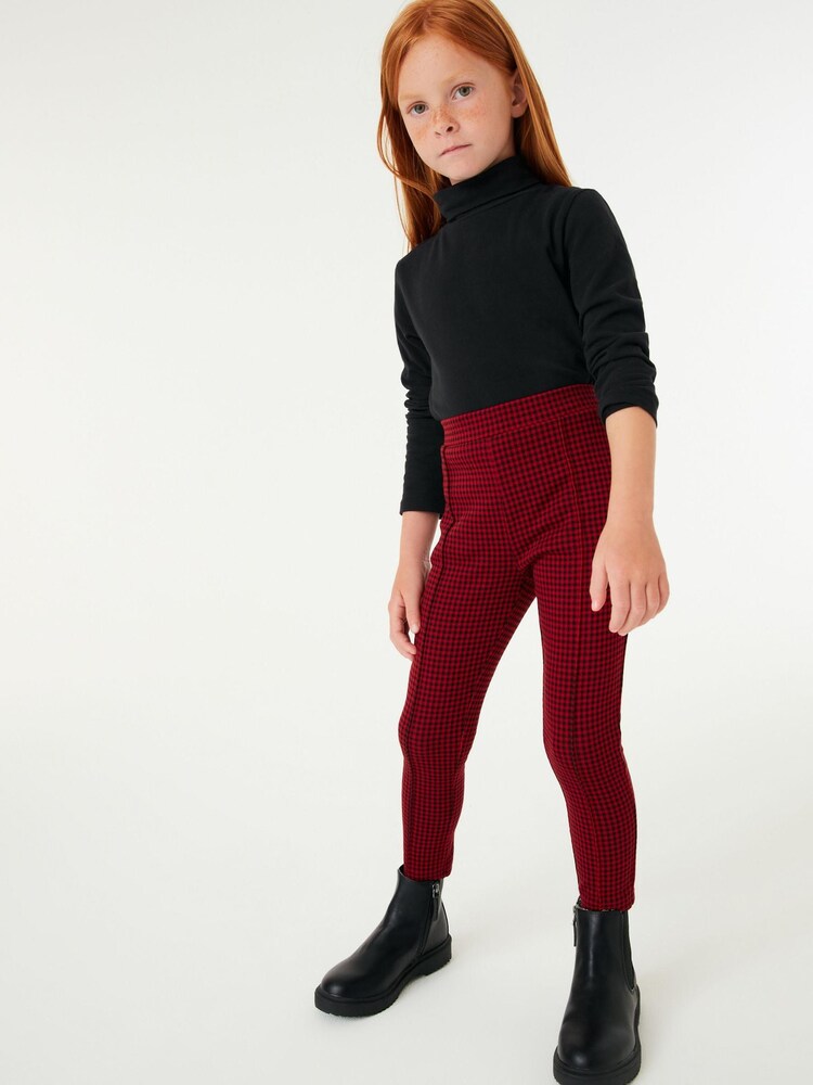 Red Check Jacquard Stretch Leggings (3-16yrs) - Image 1 of 3