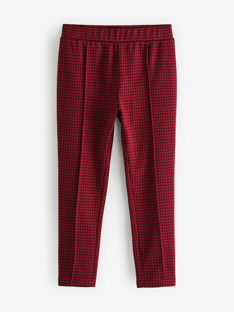 Red Check Jacquard Stretch Leggings (3-16yrs) - Image 2 of 3