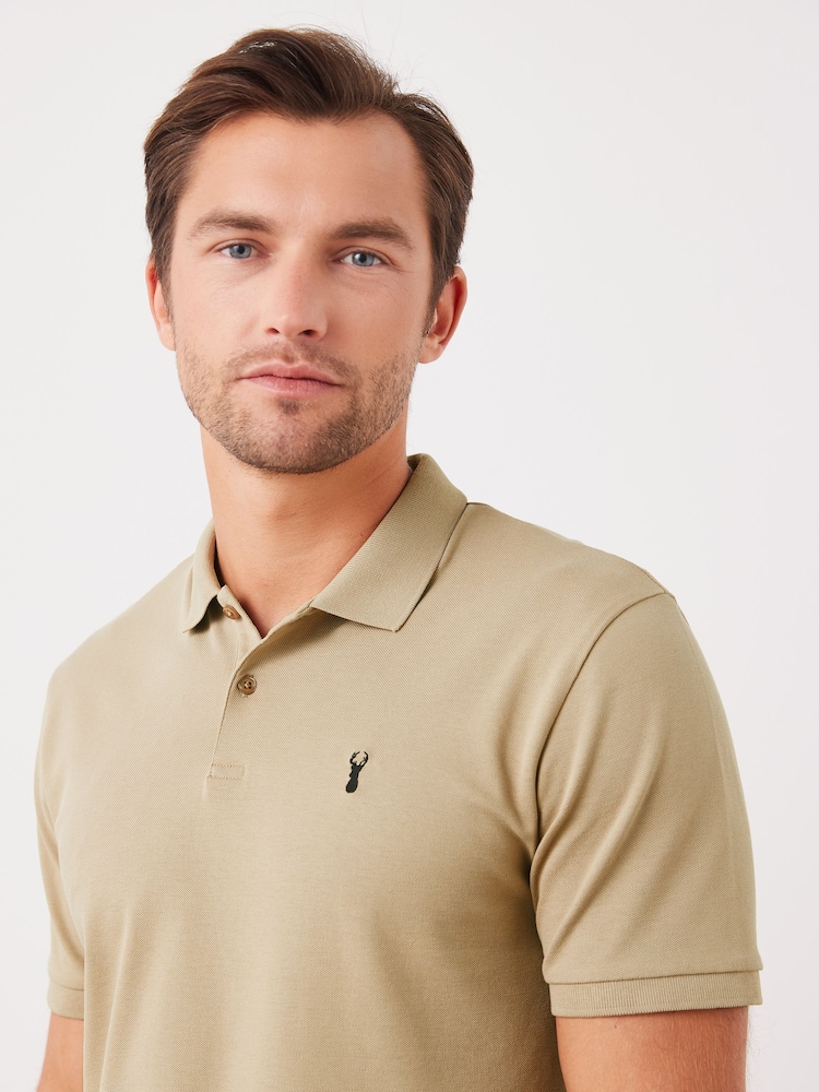Stone Regular Fit Short Sleeve Pique Polo Shirt - Image 4 of 5