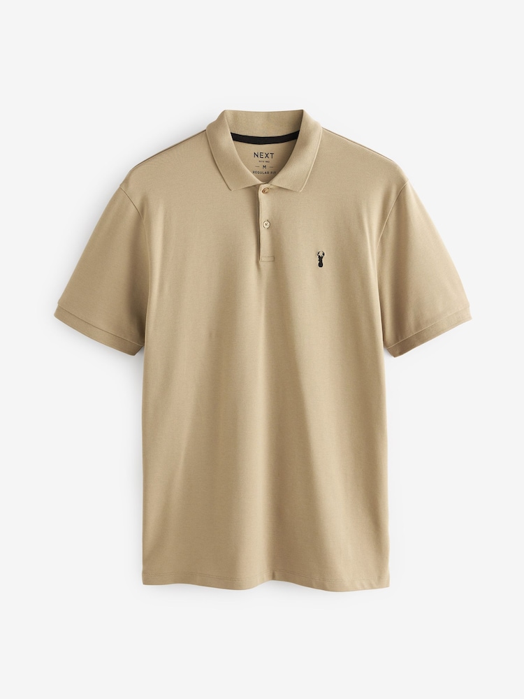 Stone Regular Fit Short Sleeve Pique Polo Shirt - Image 5 of 5