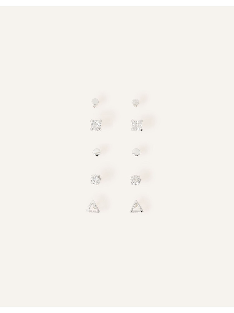 Accessorize Sterling Silver Shape Studs 5 Pack - Image 1 of 4