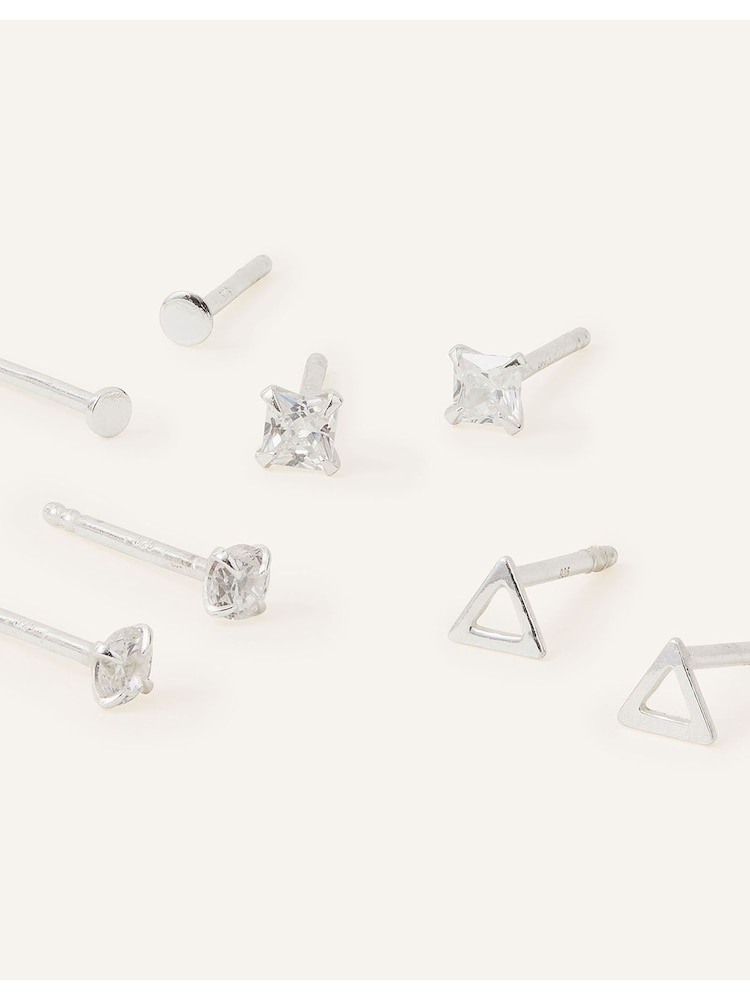 Accessorize Sterling Silver Shape Studs 5 Pack - Image 2 of 4