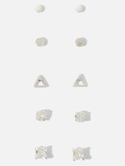 Accessorize Sterling Silver Shape Studs 5 Pack - Image 3 of 4