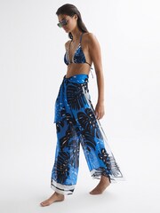 Reiss Blue Ginnie Printed Resort Trousers - Image 1 of 7
