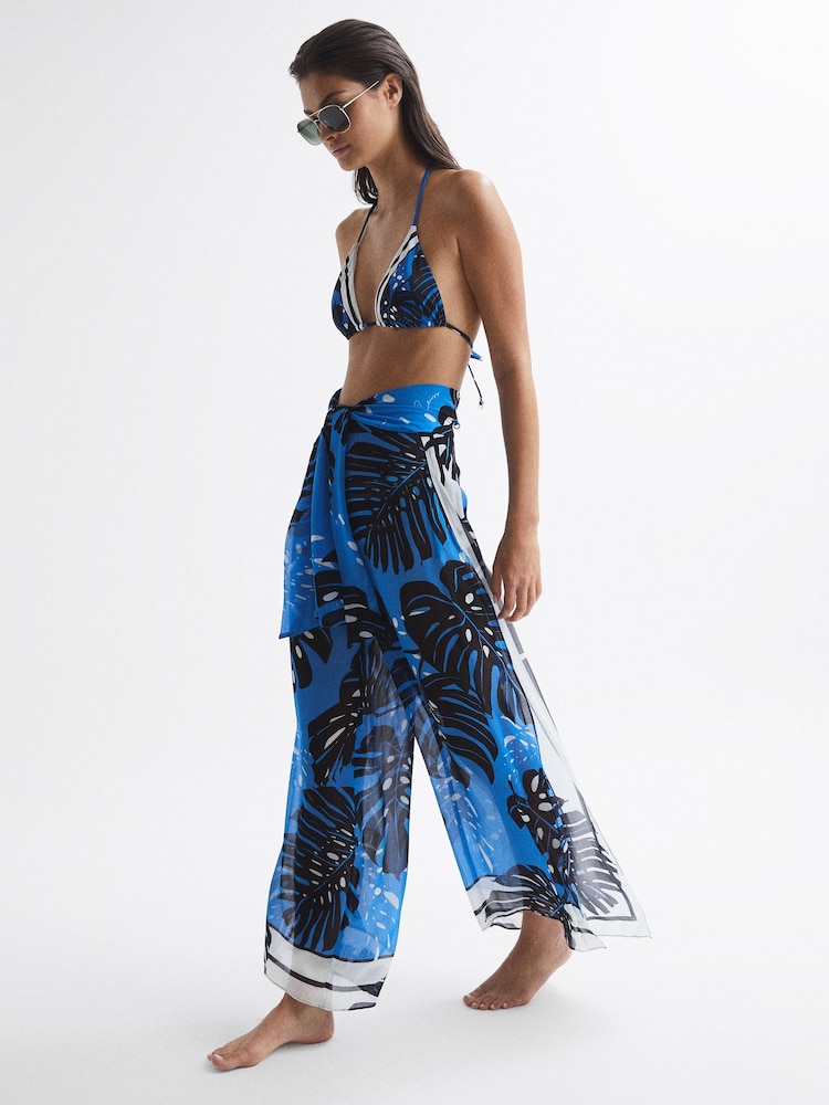 Reiss Blue Ginnie Printed Resort Trousers - Image 1 of 7