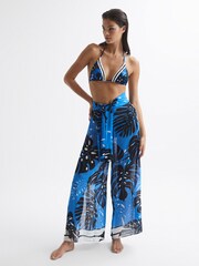 Reiss Blue Ginnie Printed Resort Trousers - Image 3 of 7