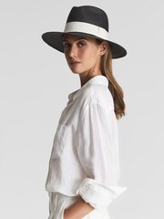Reiss Black Arabella Straw Hat - Image 3 of 5