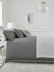 Charcoal Grey Collection Luxe 600 Thread Count 100% Cotton Sateen Luxury Duvet Cover And Pillowcase Set - Image 1 of 4