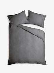 Charcoal Grey Collection Luxe 600 Thread Count 100% Cotton Sateen Luxury Duvet Cover And Pillowcase Set - Image 2 of 4