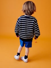 Navy/Camel Crew Neck Boat Sweatshirt and Shorts Set (3mths-7yrs) - Image 2 of 8