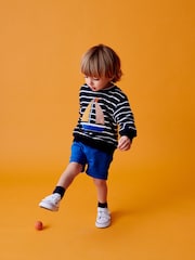 Navy/Camel Crew Neck Boat Sweatshirt and Shorts Set (3mths-7yrs) - Image 3 of 8