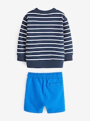Navy/Camel Crew Neck Boat Sweatshirt and Shorts Set (3mths-7yrs) - Image 6 of 8