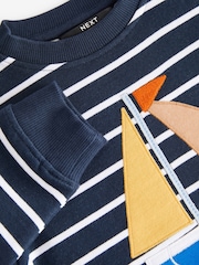 Navy/Camel Crew Neck Boat Sweatshirt and Shorts Set (3mths-7yrs) - Image 7 of 8