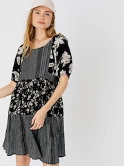 Accessorize Black Floral Puff Sleeve Dress - Image 1 of 4