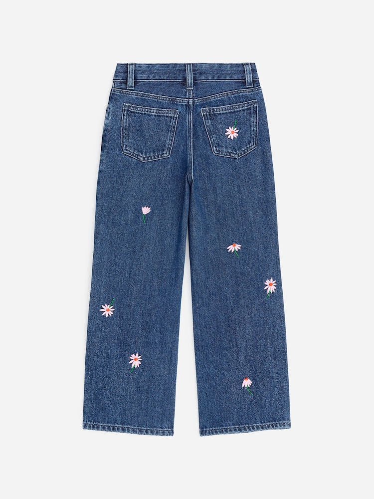 ARKET Blue Embroidered Wide Leg Jeans - Image 2 of 3 ARKET Blue Embroidered Wide Leg Jeans - Image 2 of 3