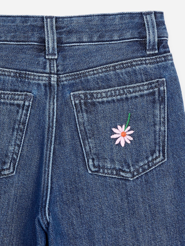 ARKET Blue Embroidered Wide Leg Jeans - Image 3 of 3 ARKET Blue Embroidered Wide Leg Jeans - Image 3 of 3