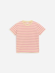 ARKET Pink/Yellow Stripe Crew Neck T-Shirts Set of 2 - Image 2 of 3
