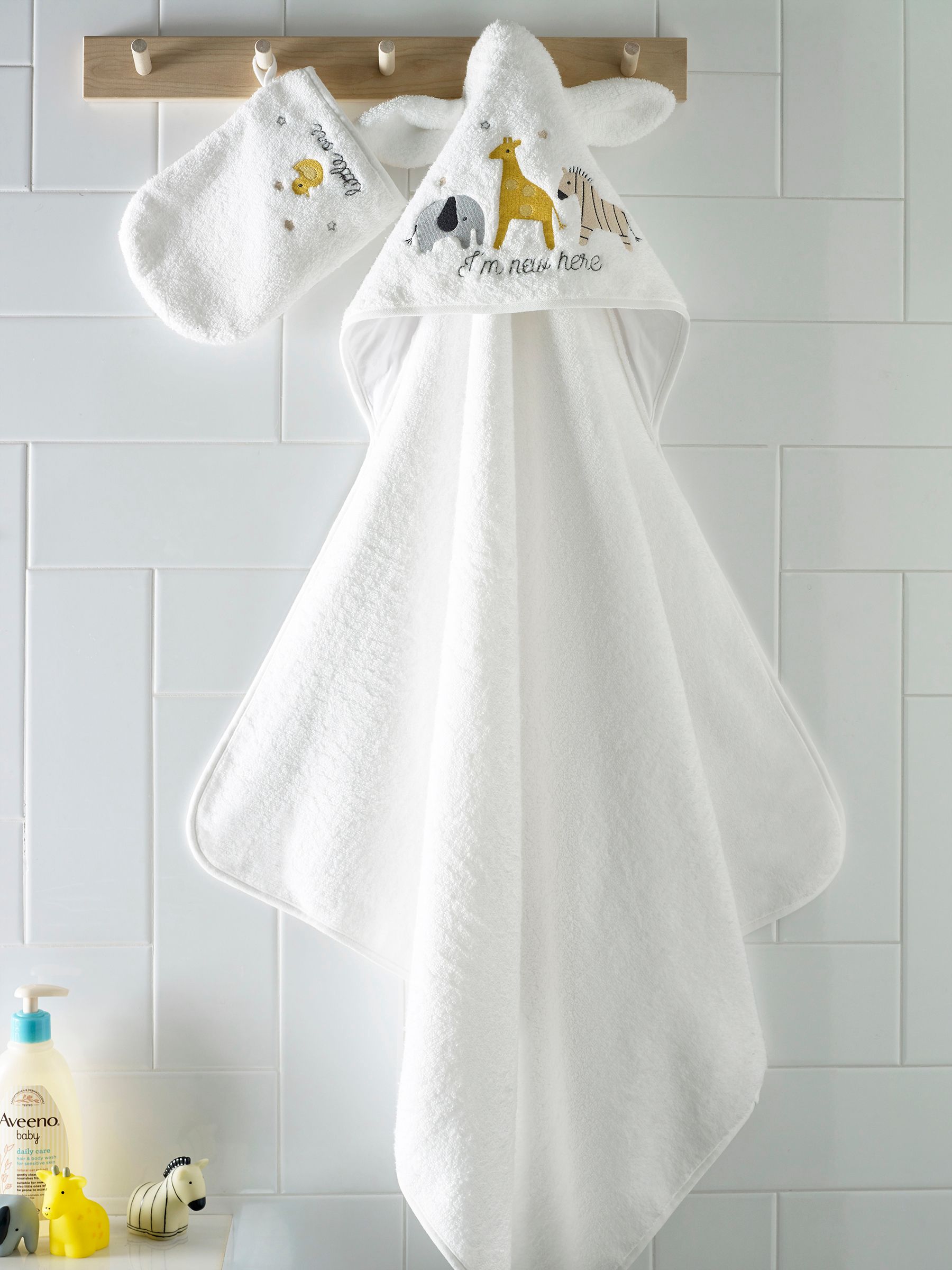 Buy White Safari Newborn 100 Cotton Hooded Baby Towel from Next Luxembourg