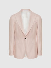 Reiss Soft Pink Admire Single Breasted Weave Blazer - Image 2 of 5