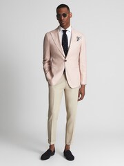 Reiss Soft Pink Admire Single Breasted Weave Blazer - Image 3 of 5