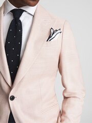 Reiss Soft Pink Admire Single Breasted Weave Blazer - Image 4 of 5