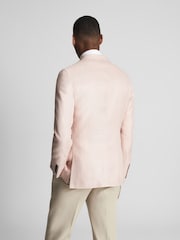 Reiss Soft Pink Admire Single Breasted Weave Blazer - Image 5 of 5