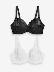 Noir/Blanc - Soutien-gorge en dentelle DD+ 2 Pack - Image 6 of 8