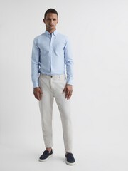 Reiss Soft Blue Greenwich Soft Wash Button Down Oxford Shirt - Image 3 of 8