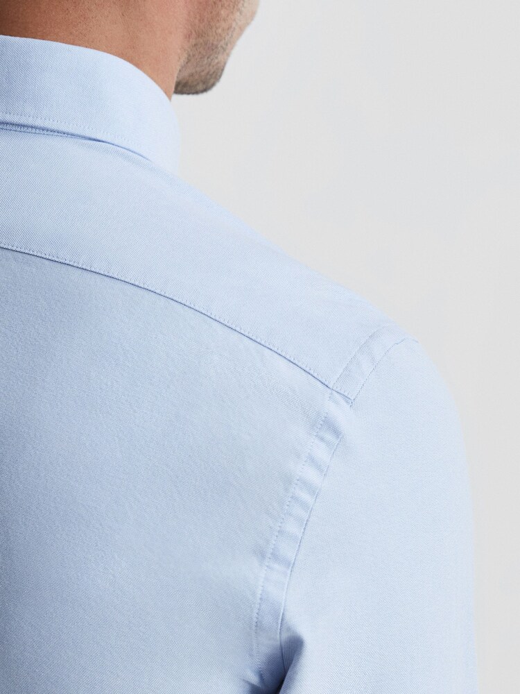 Reiss Soft Blue Greenwich Soft Wash Button Down Oxford Shirt - Image 8 of 8