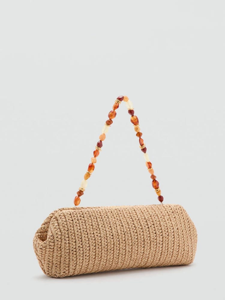 Mango Brown Woven Detail Shoulder Bag - Image 1 of 4