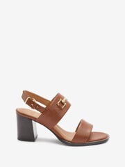Tan Brown Forever Comfort® Leather Snaffle Block Sandals - Image 3 of 6